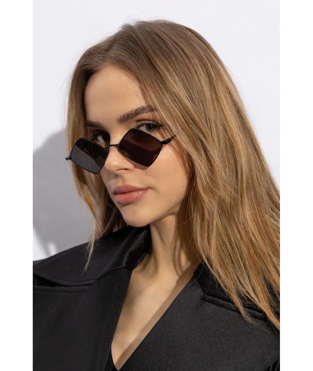 SAINT LAURENT Черные металлические солнцезащитные очки, фото 2