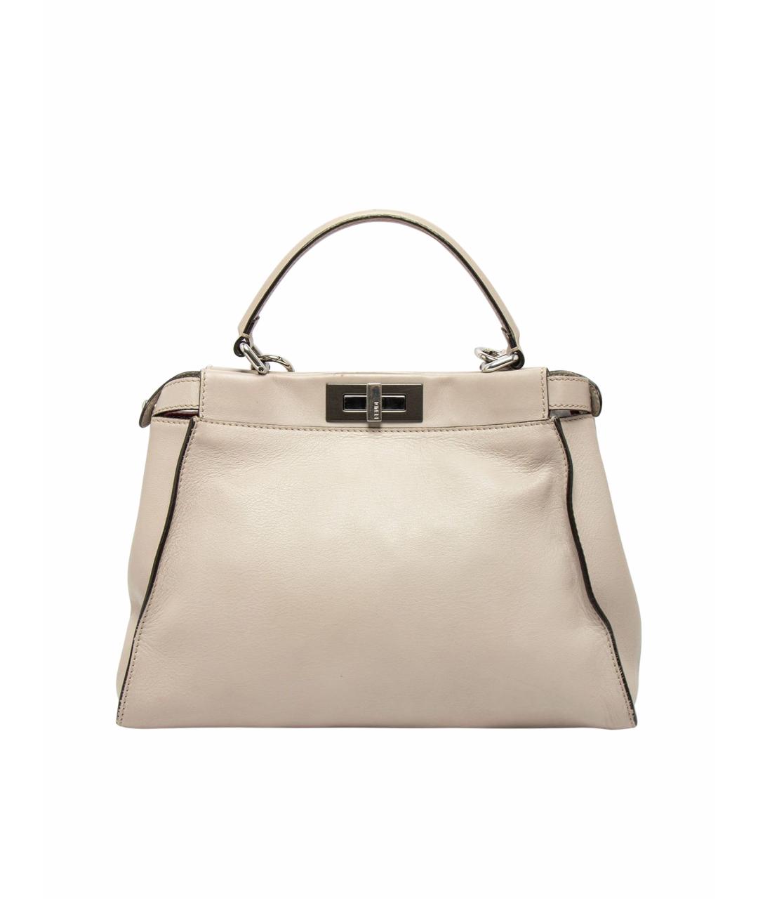 FENDI Бежевая кожаная сумка тоут, фото 1