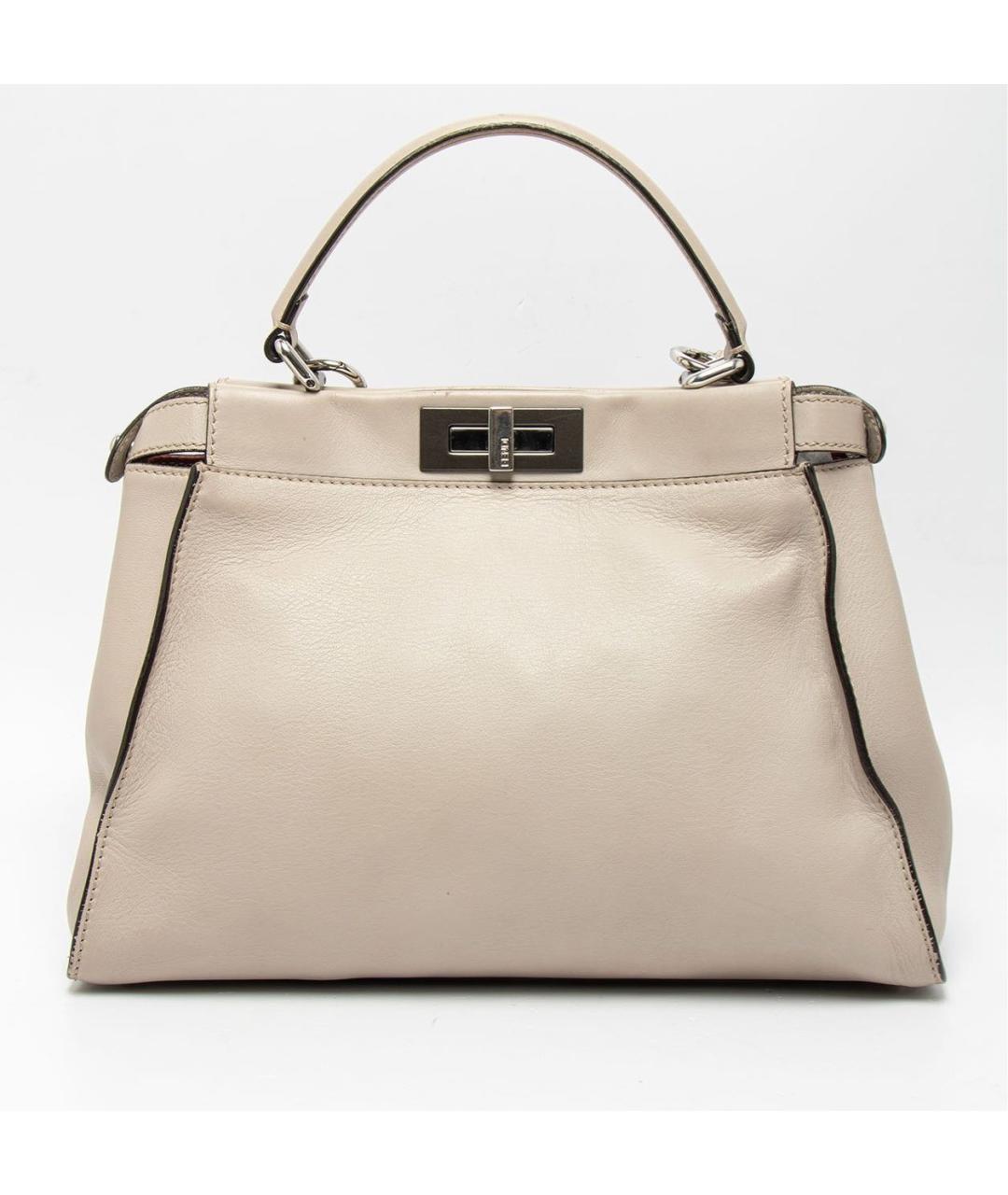 FENDI Бежевая кожаная сумка тоут, фото 5