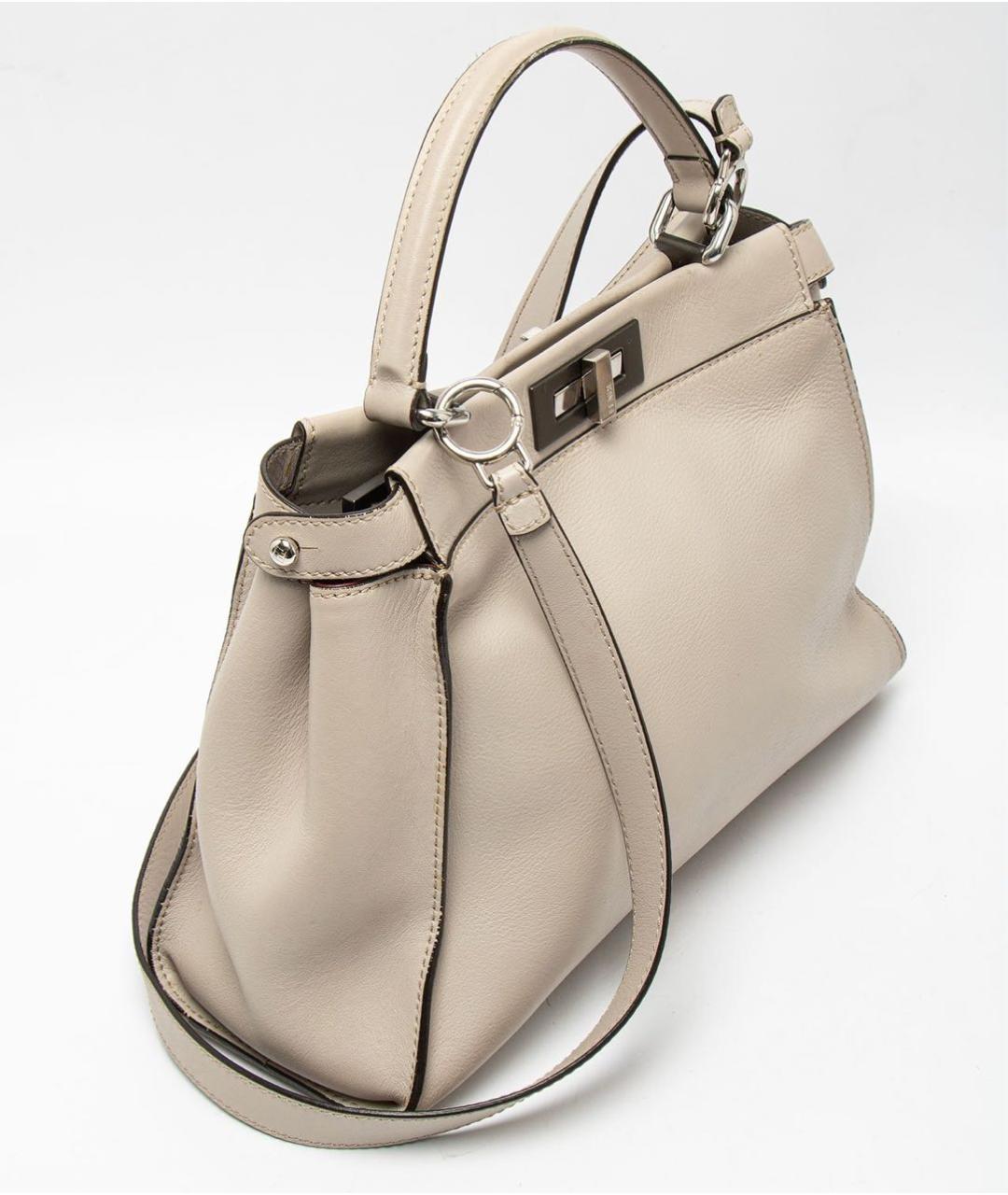 FENDI Бежевая кожаная сумка тоут, фото 3