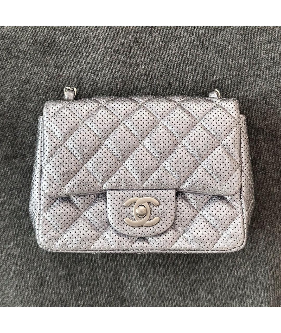 CHANEL Серебряная кожаная сумка через плечо, фото 6