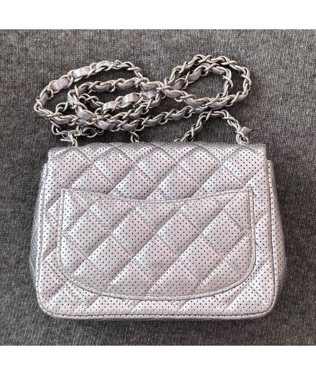 CHANEL Серебряная кожаная сумка через плечо, фото 3