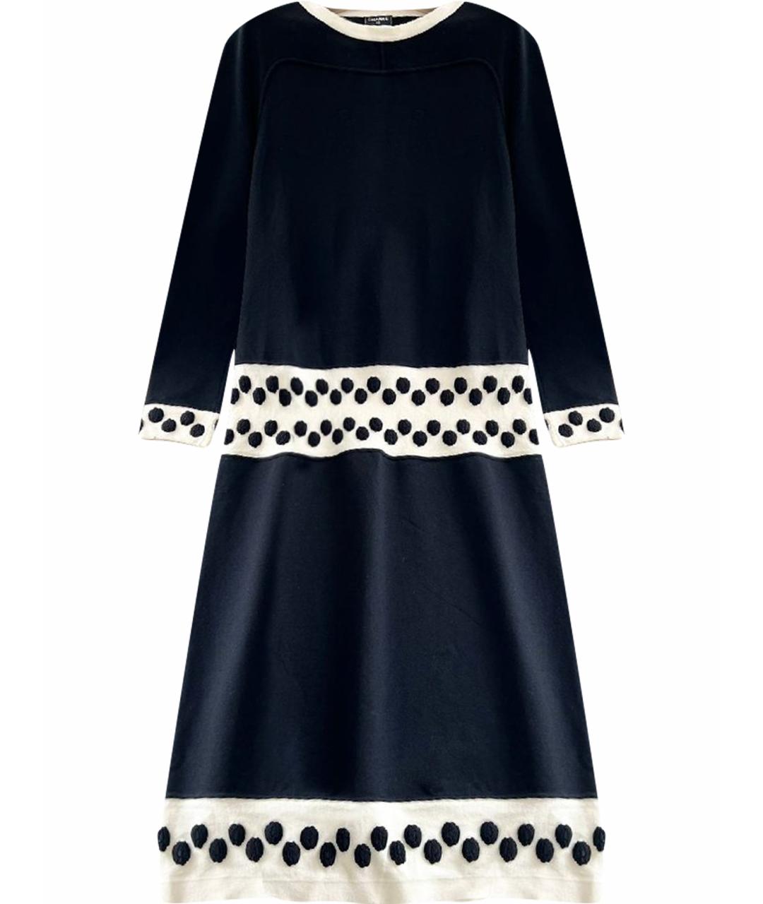 CHANEL Черное шерстяное повседневное платье, фото 1