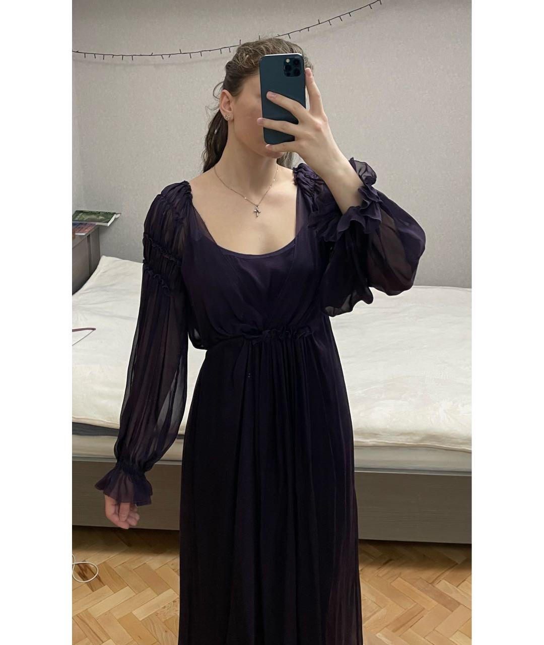 ALBERTA FERRETTI Фиолетовое шелковое вечернее платье, фото 7