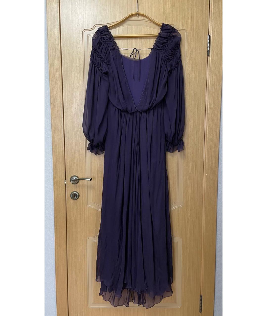 ALBERTA FERRETTI Фиолетовое шелковое вечернее платье, фото 2