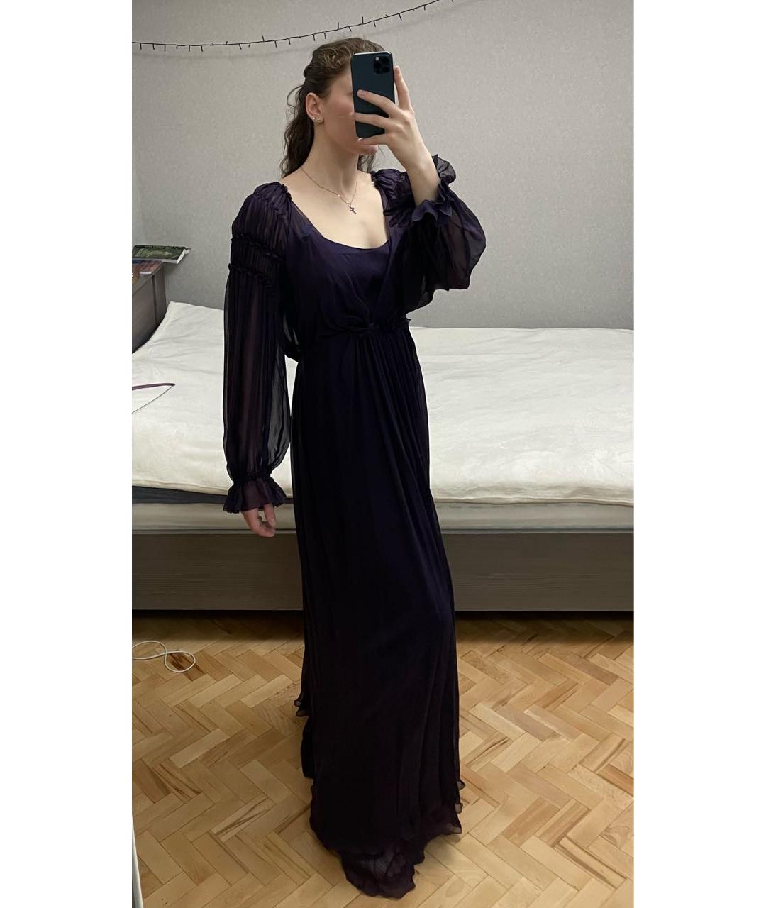 ALBERTA FERRETTI Фиолетовое шелковое вечернее платье, фото 8
