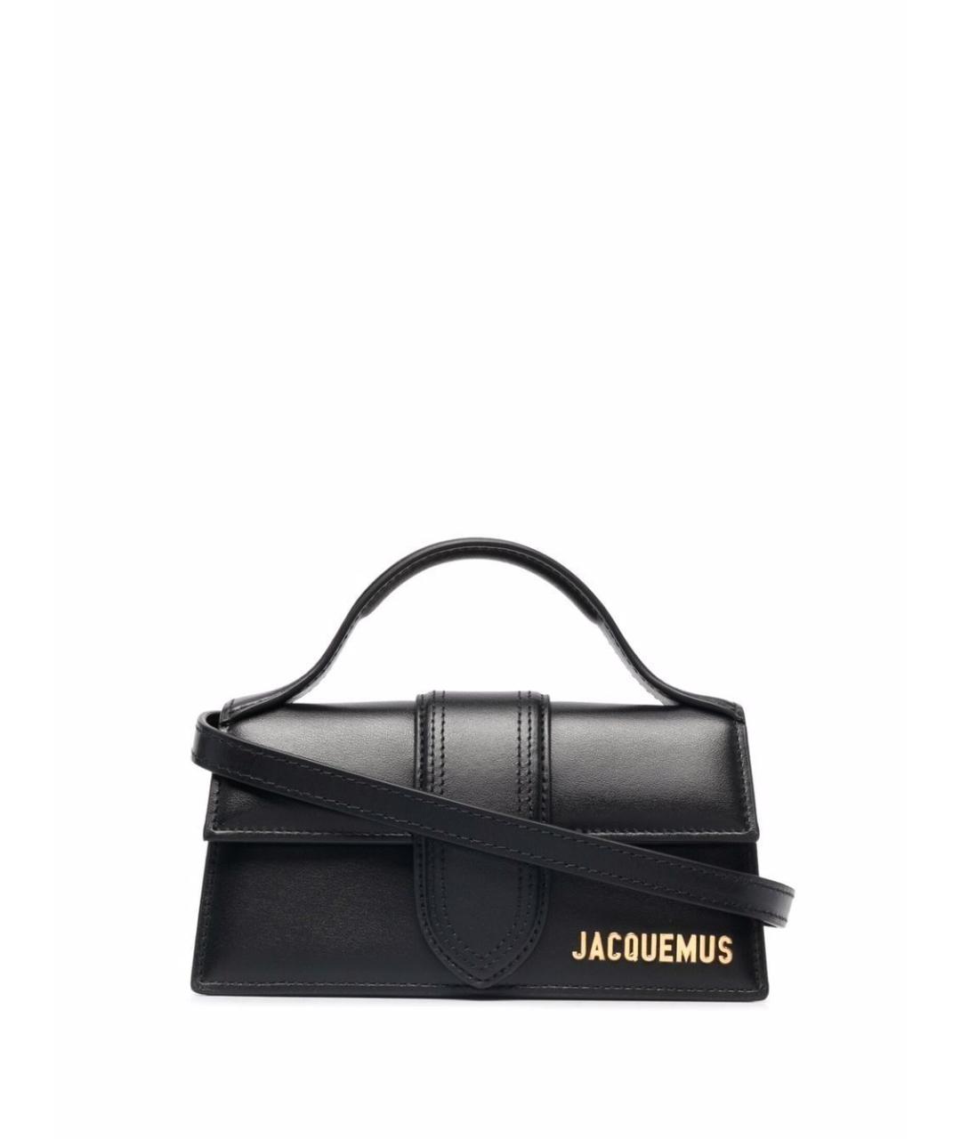 JACQUEMUS Черная кожаная сумка с короткими ручками, фото 1