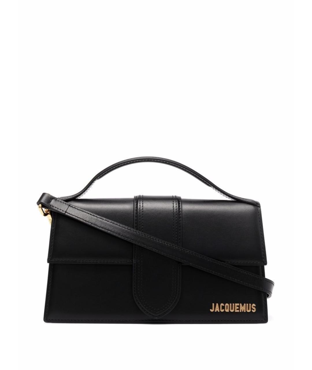 JACQUEMUS Черная кожаная сумка с короткими ручками, фото 1