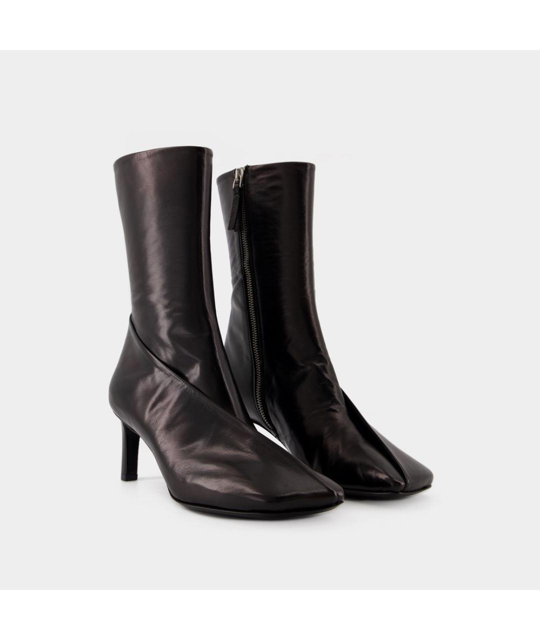 JIL SANDER Черные кожаные ботильоны, фото 2