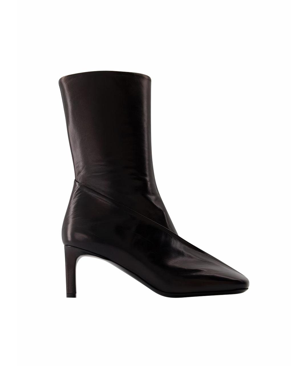 JIL SANDER Черные кожаные ботильоны, фото 1