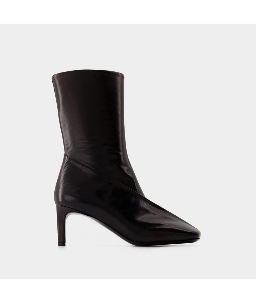 JIL SANDER Черные кожаные ботильоны, фото 4