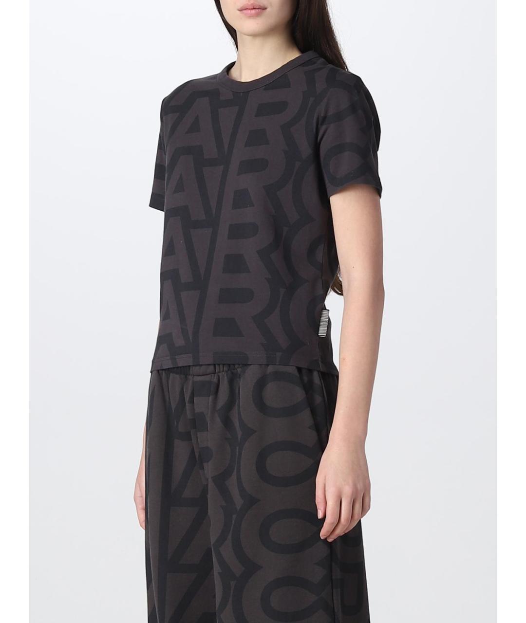 MARC JACOBS Черная хлопко-эластановая футболка, фото 5