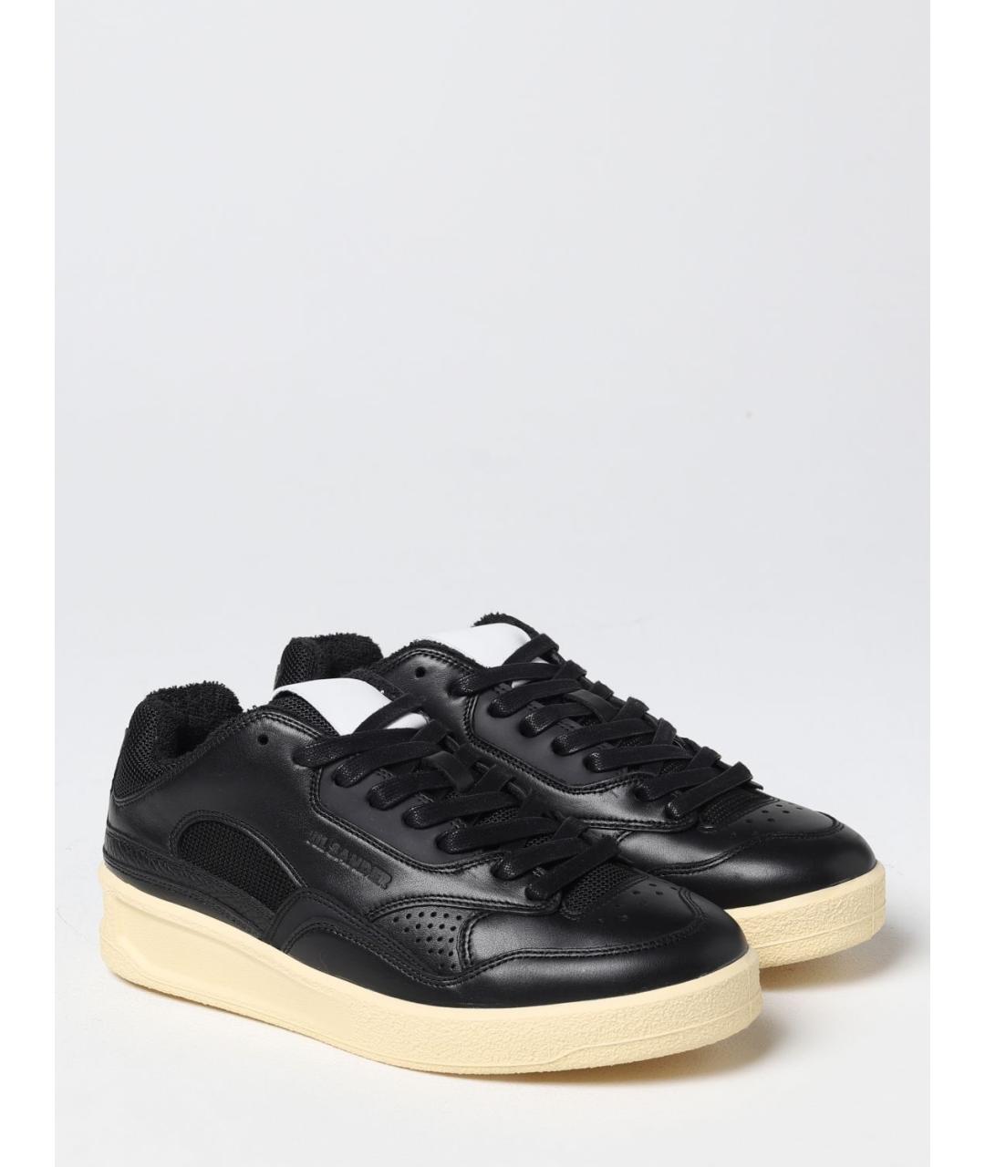 JIL SANDER Черные кожаные кеды, фото 2