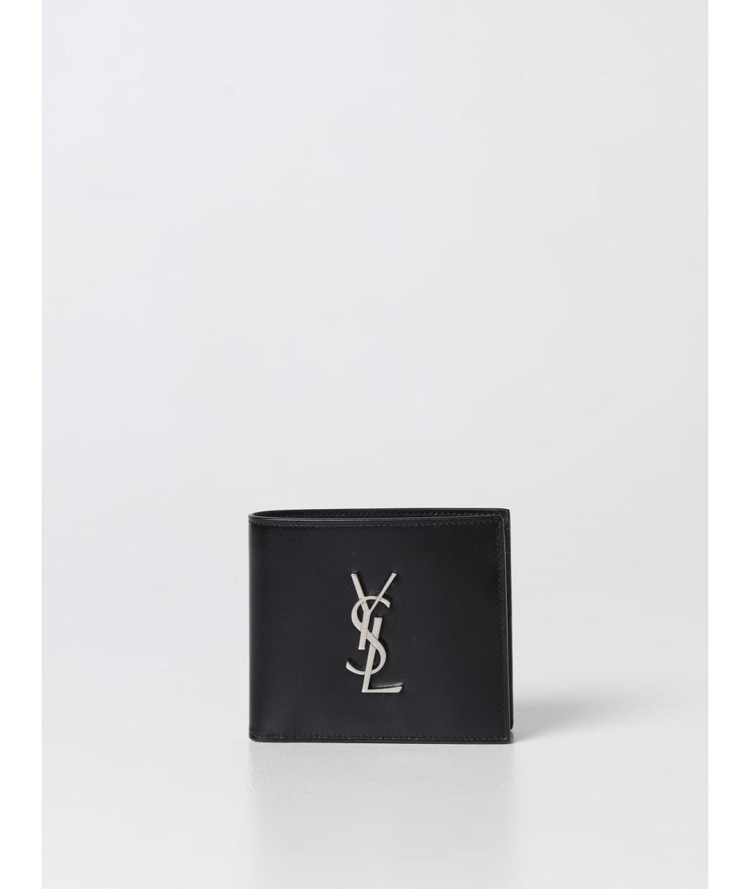 SAINT LAURENT Черный кожаный кошелек, фото 4