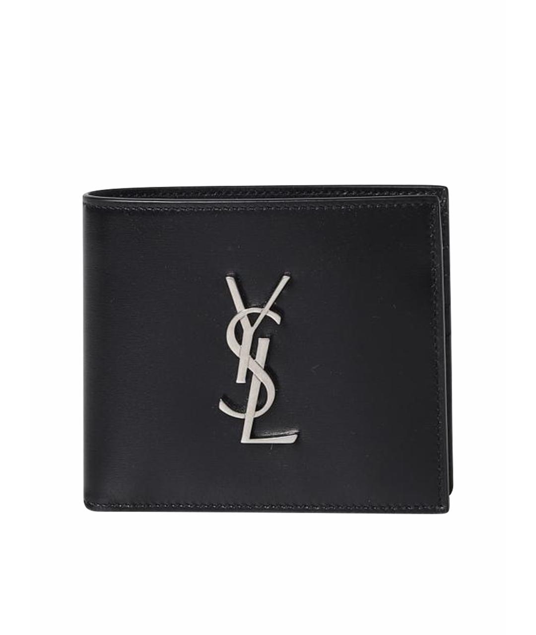 SAINT LAURENT Черный кожаный кошелек, фото 1