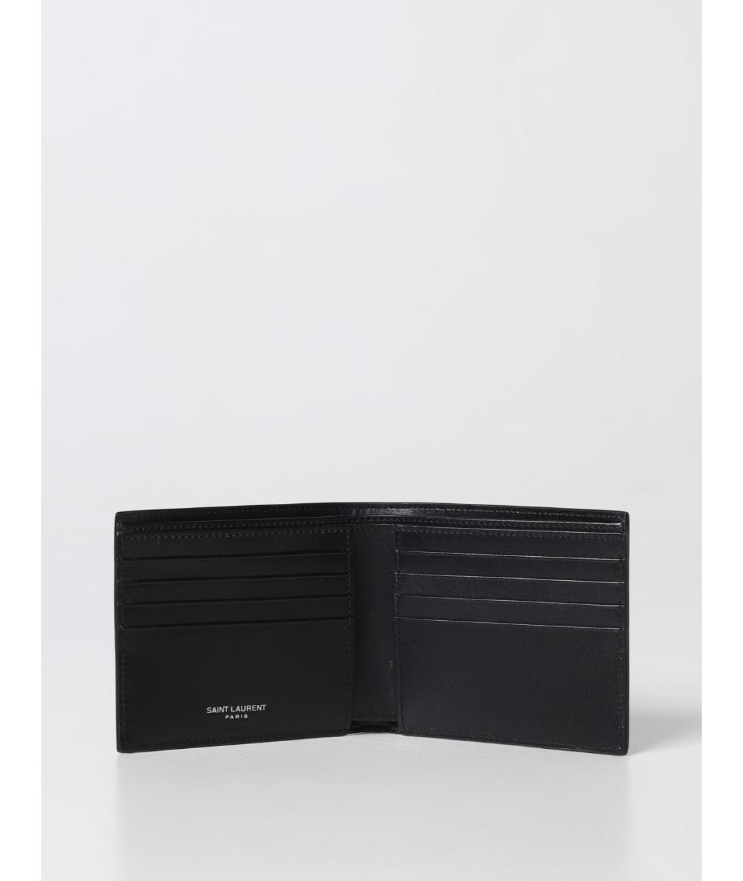 SAINT LAURENT Черный кожаный кошелек, фото 2