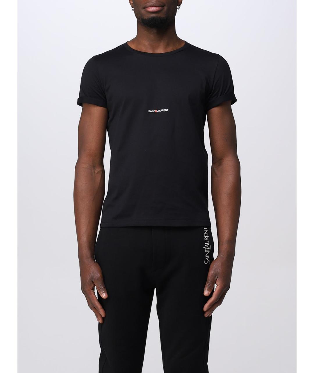 SAINT LAURENT Черная хлопковая футболка, фото 2