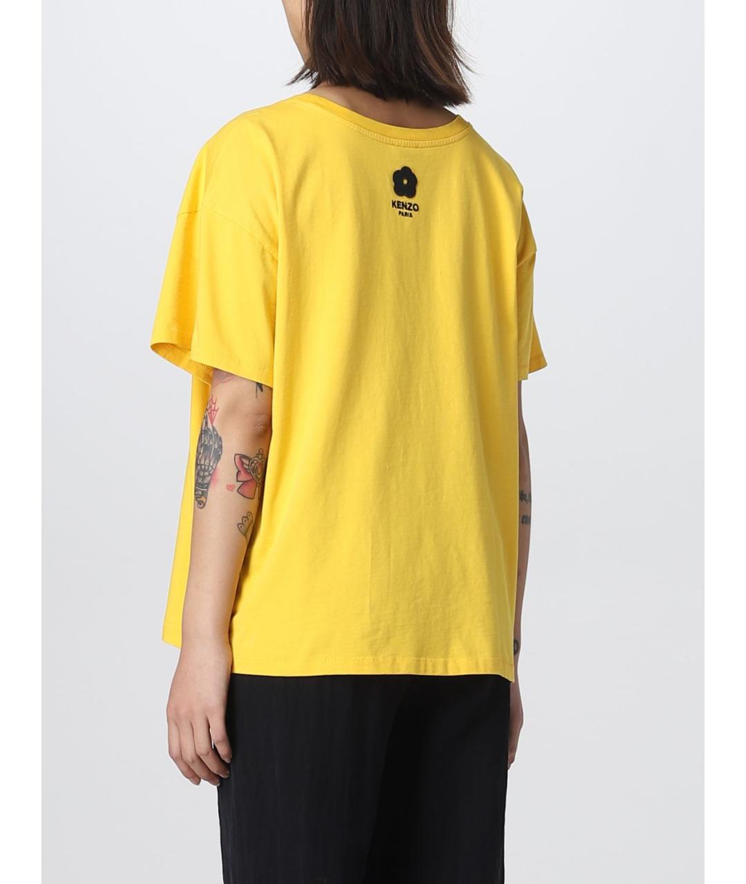 KENZO Желтая хлопковая футболка, фото 4