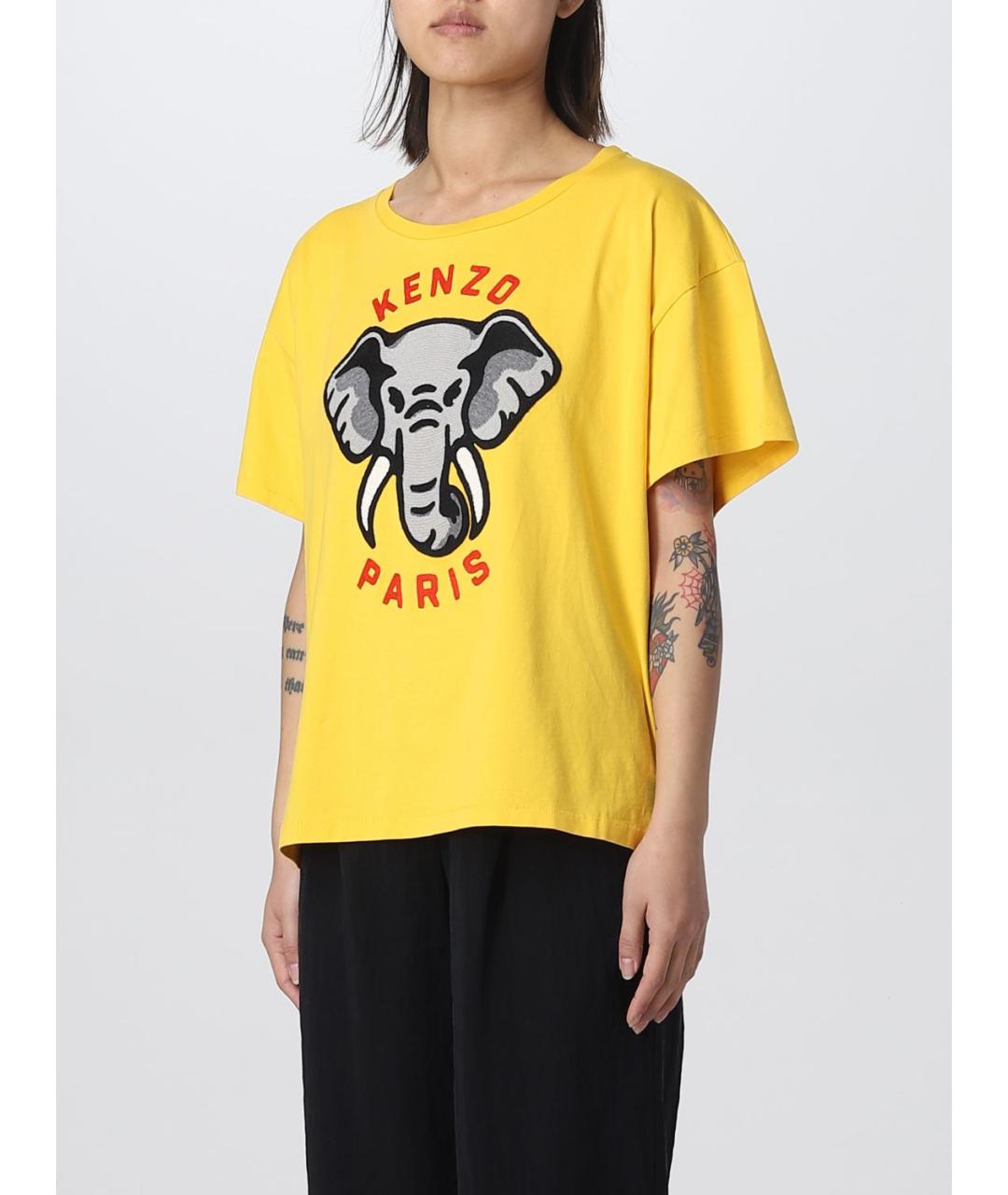 KENZO Желтая хлопковая футболка, фото 5