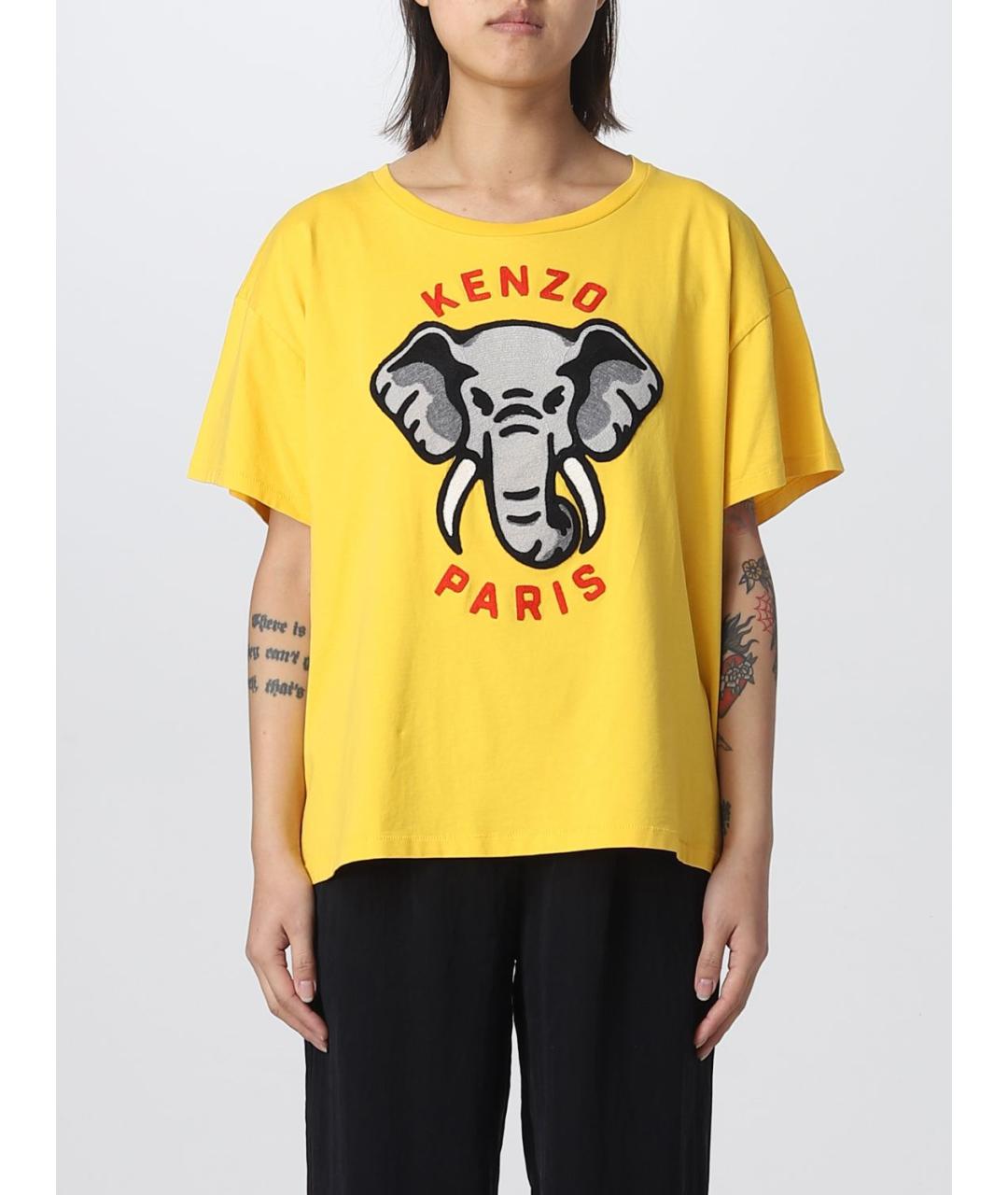KENZO Желтая хлопковая футболка, фото 2