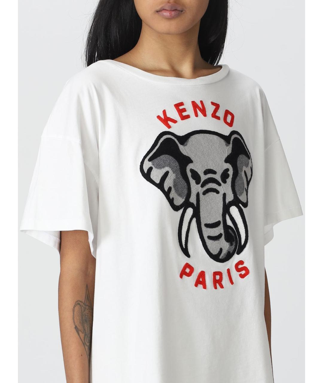 KENZO Белая хлопковая футболка, фото 6