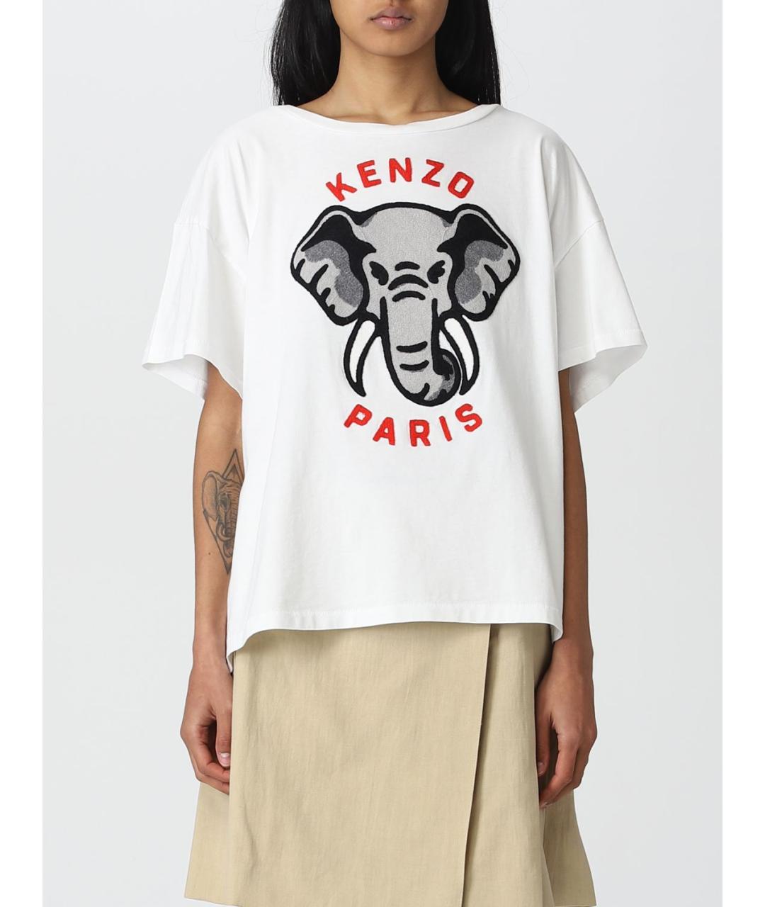 KENZO Белая хлопковая футболка, фото 2