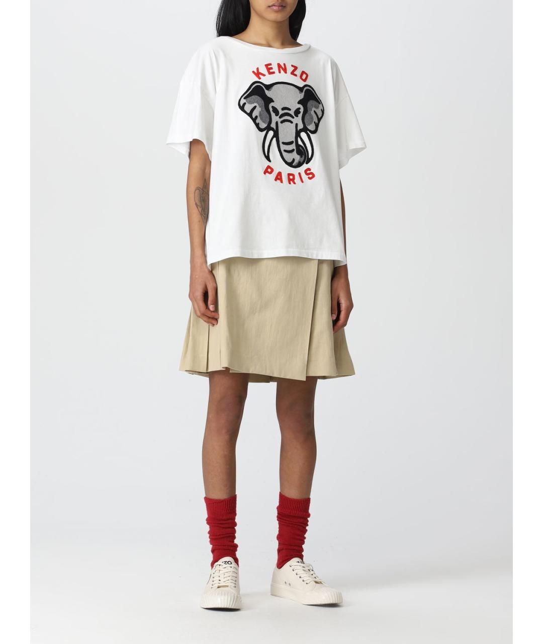 KENZO Белая хлопковая футболка, фото 3