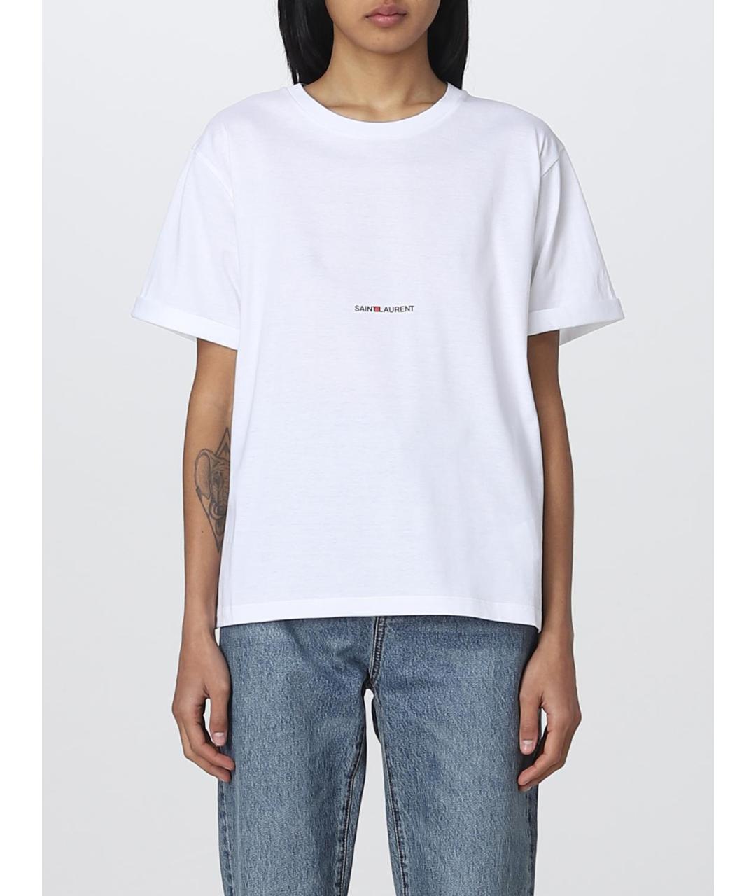 SAINT LAURENT Белая хлопковая футболка, фото 2