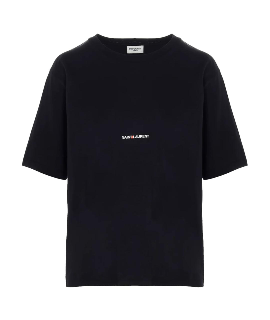 SAINT LAURENT Черная хлопковая футболка, фото 1