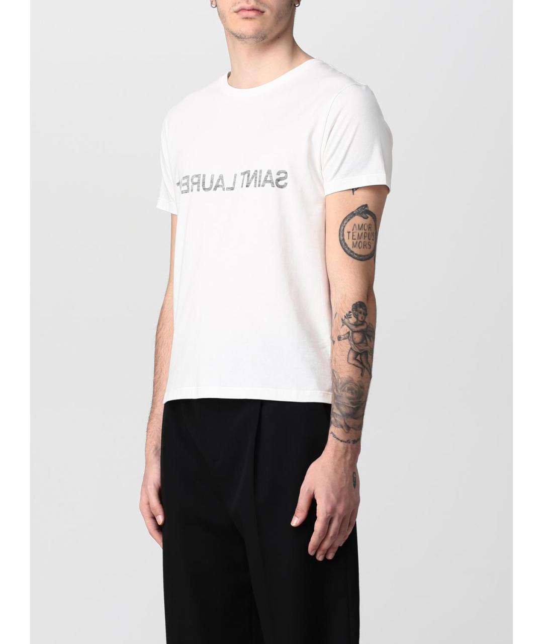 SAINT LAURENT Белая хлопковая футболка, фото 5
