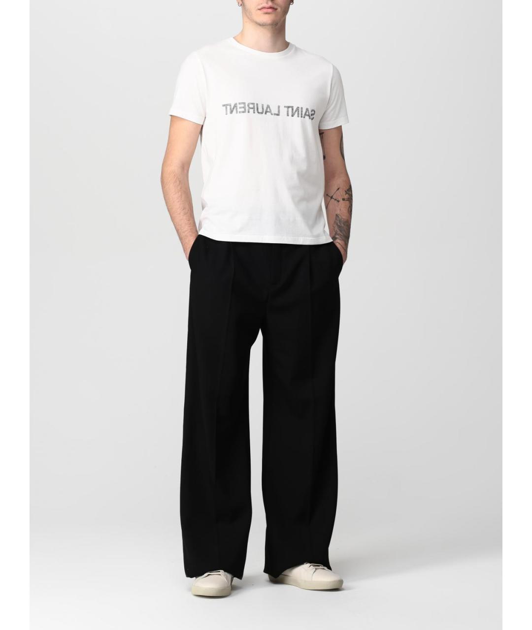 SAINT LAURENT Белая хлопковая футболка, фото 3
