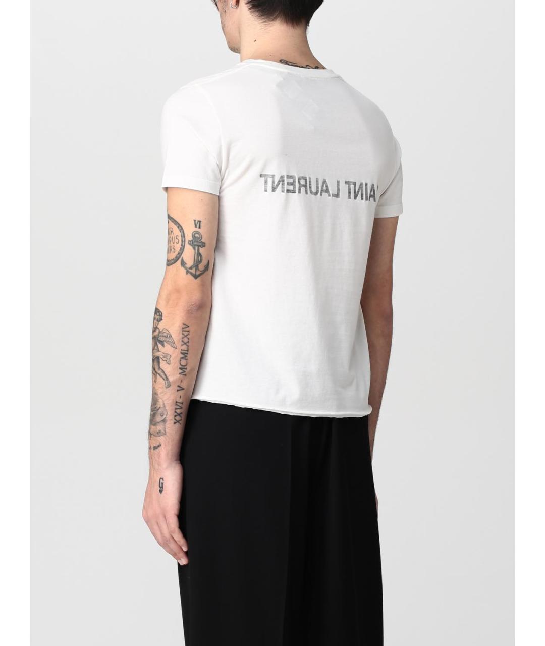 SAINT LAURENT Белая хлопковая футболка, фото 4