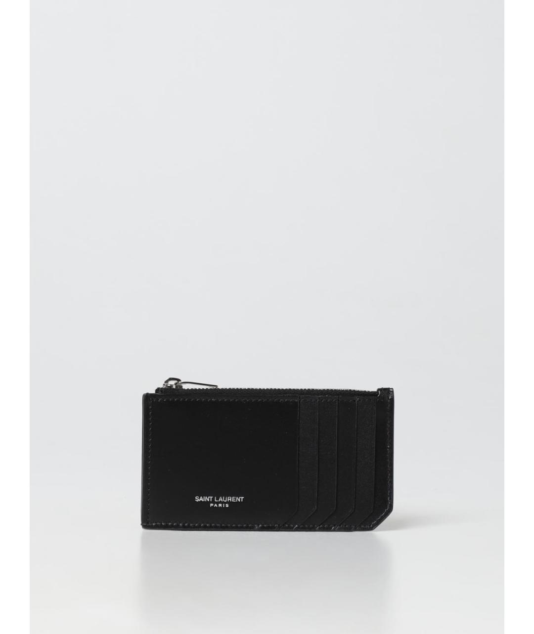 SAINT LAURENT Черный кожаный кардхолдер, фото 4