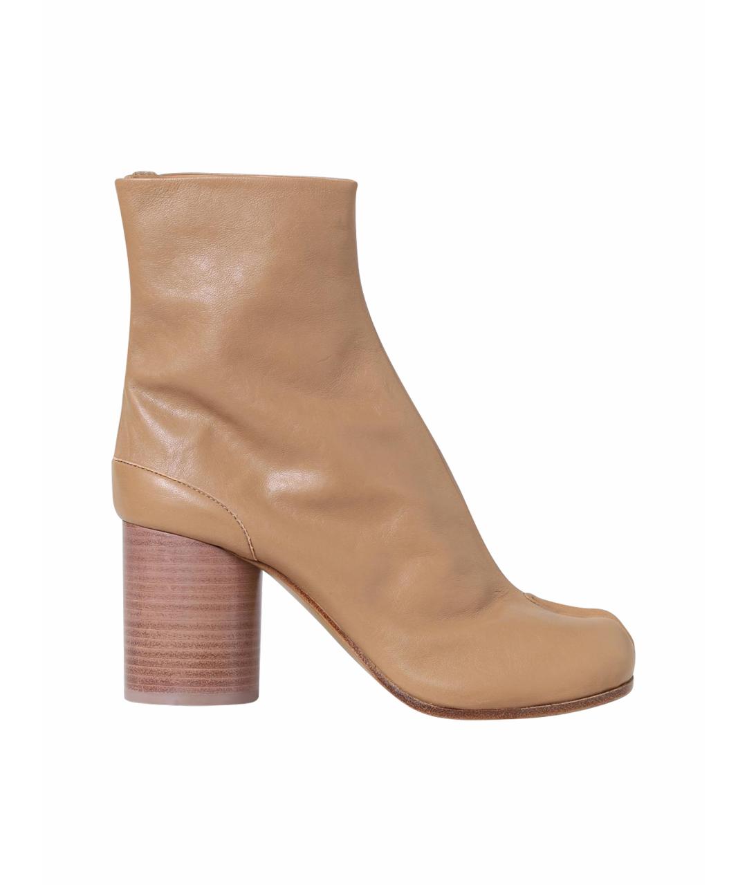 MAISON MARGIELA Бежевые кожаные ботильоны, фото 1