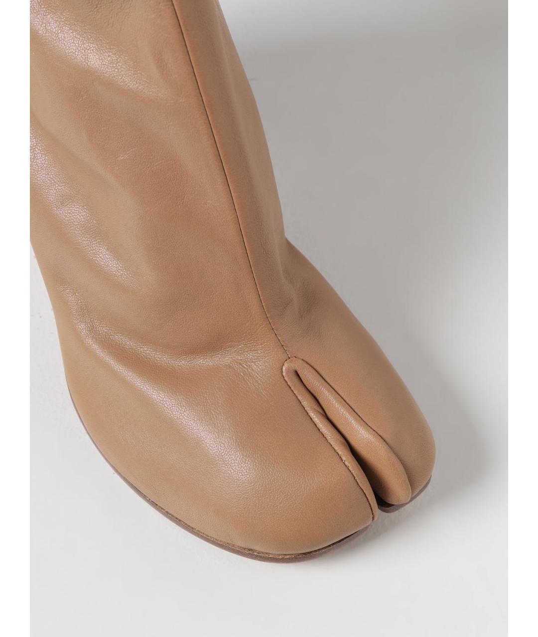 MAISON MARGIELA Бежевые кожаные ботильоны, фото 4