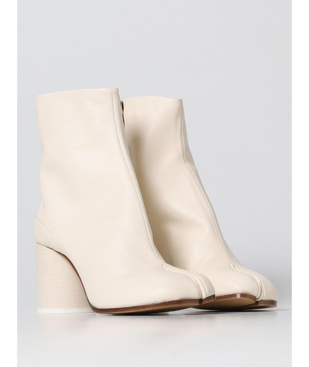 MAISON MARGIELA Бежевые кожаные ботильоны, фото 2