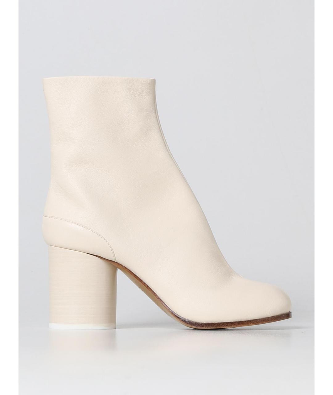 MAISON MARGIELA Бежевые кожаные ботильоны, фото 5