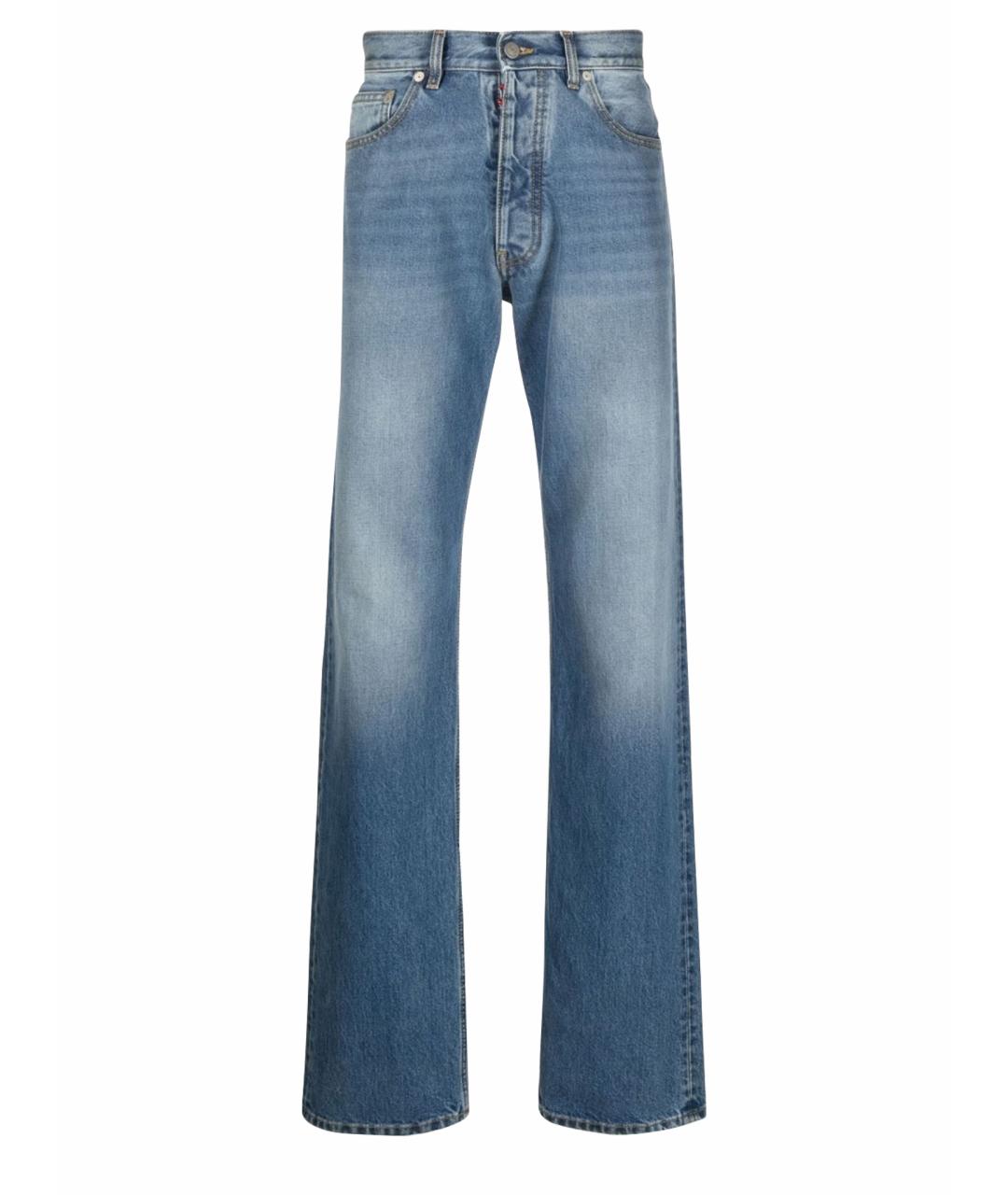 MAISON MARGIELA Голубые хлопковые прямые джинсы, фото 1