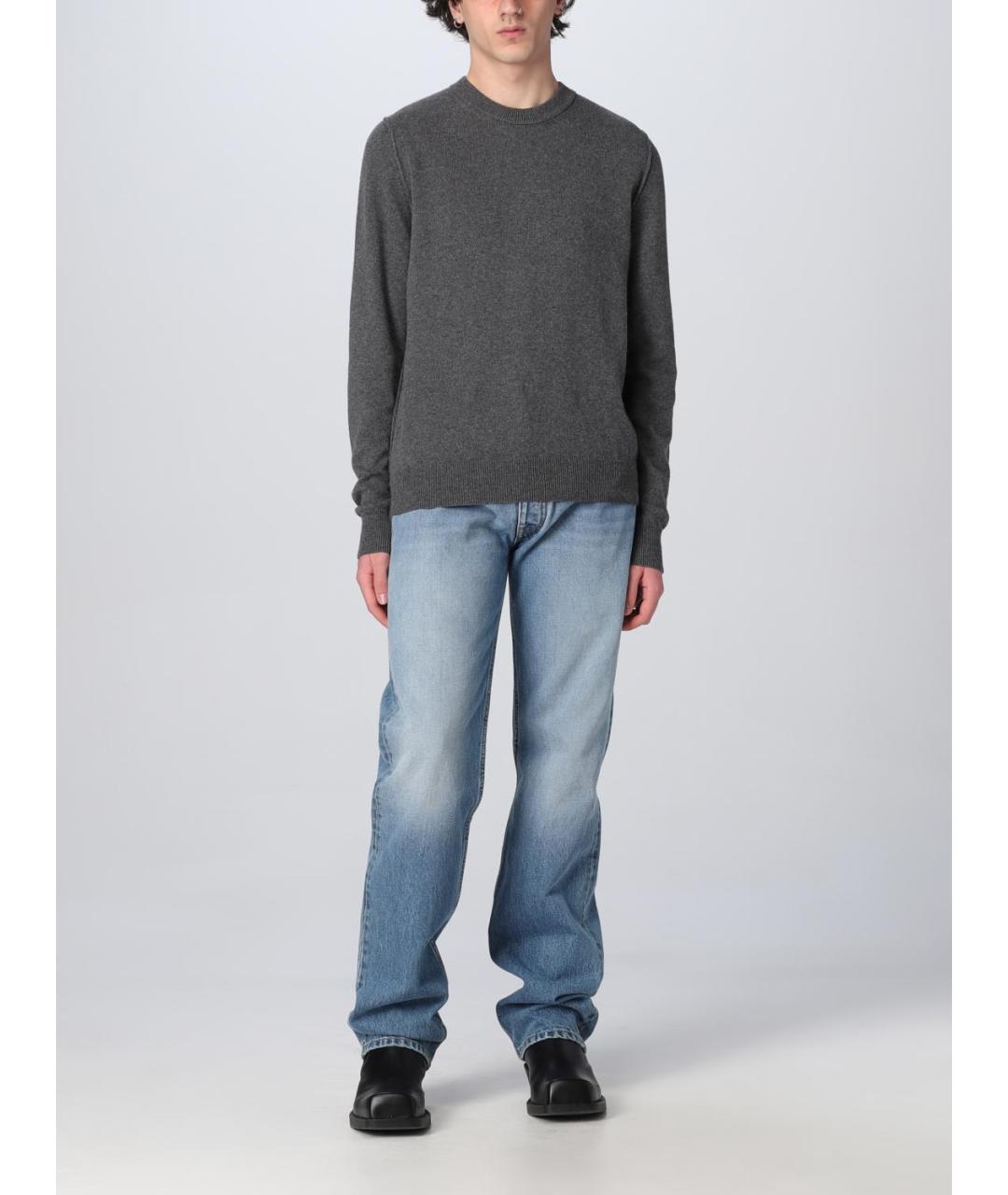 MAISON MARGIELA Голубые хлопковые прямые джинсы, фото 3