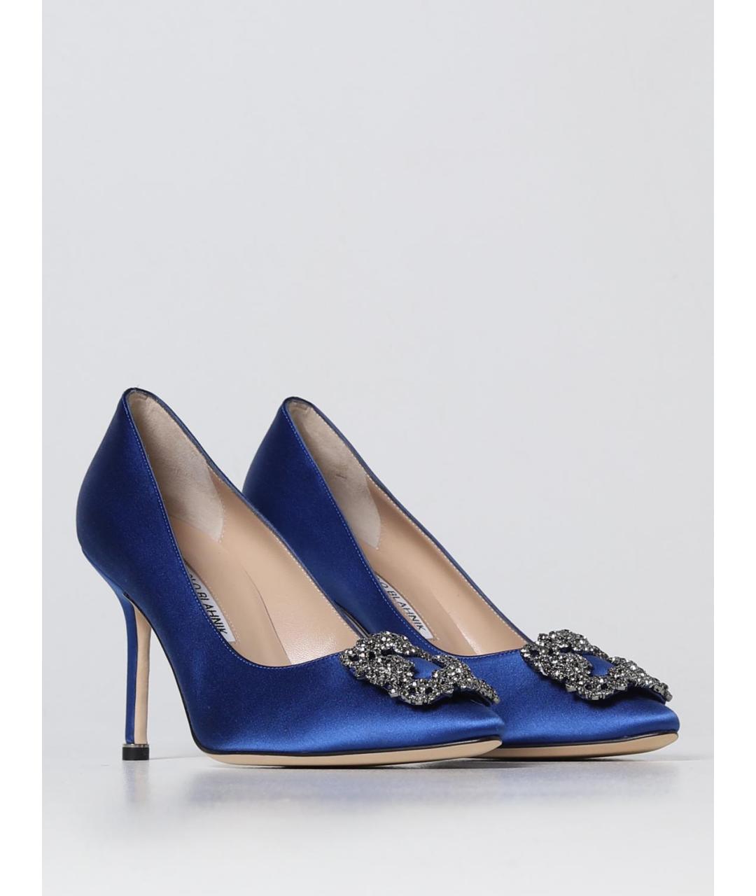 MANOLO BLAHNIK Синие текстильные туфли, фото 2