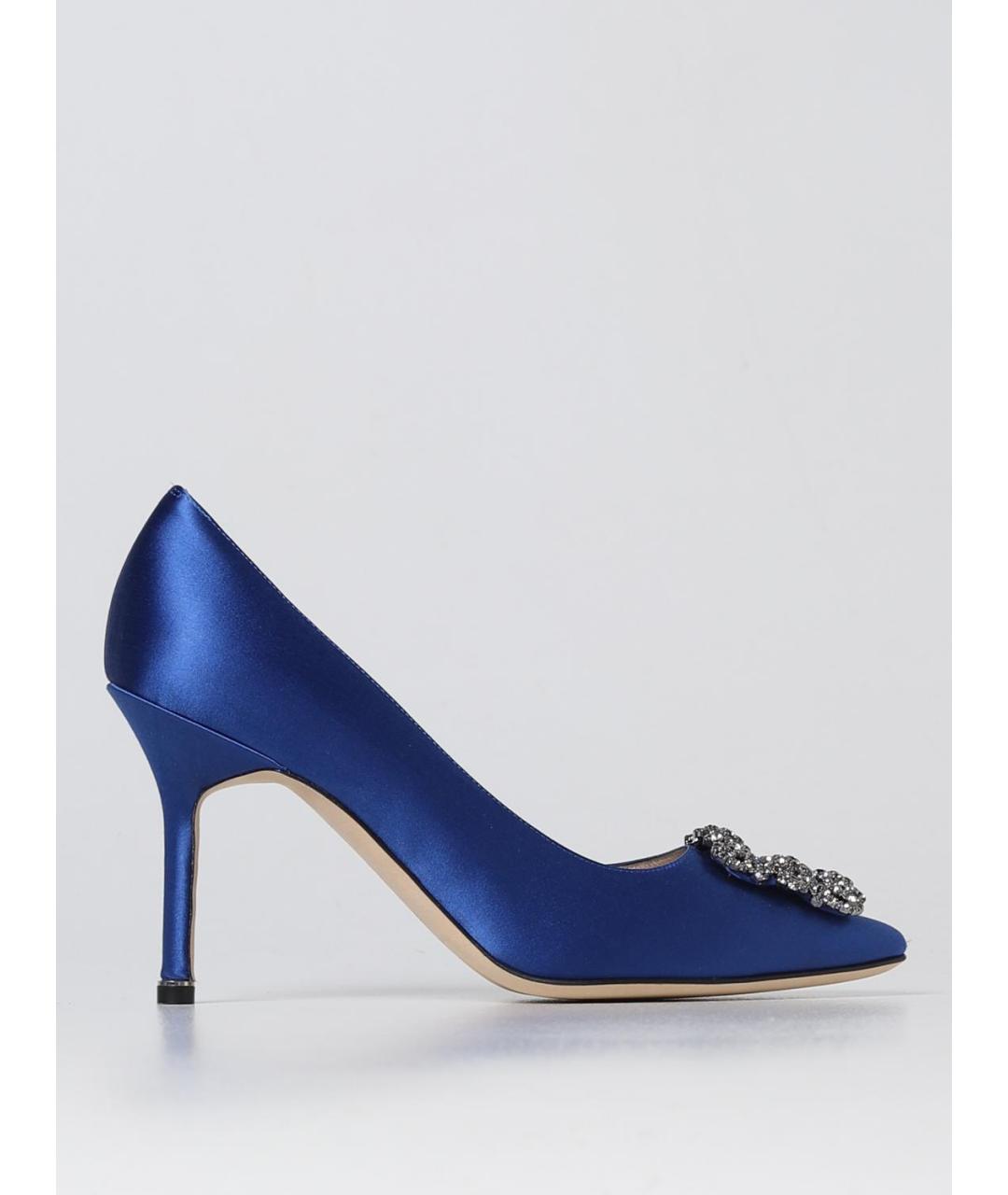 MANOLO BLAHNIK Синие текстильные туфли, фото 5