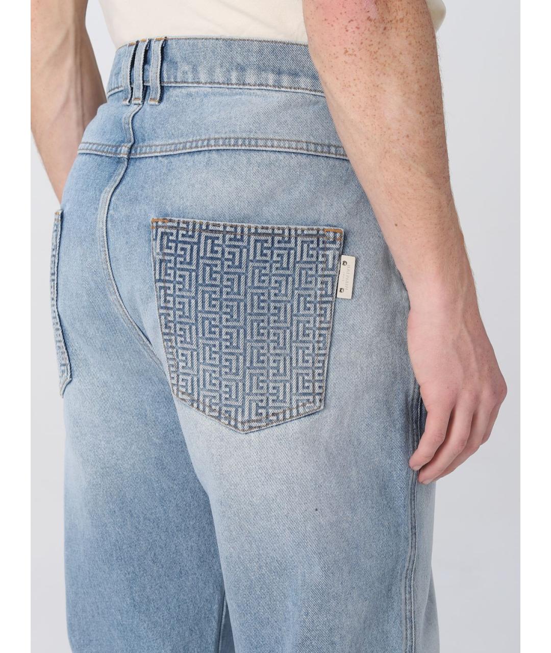 BALMAIN Голубые хлопковые прямые джинсы, фото 5