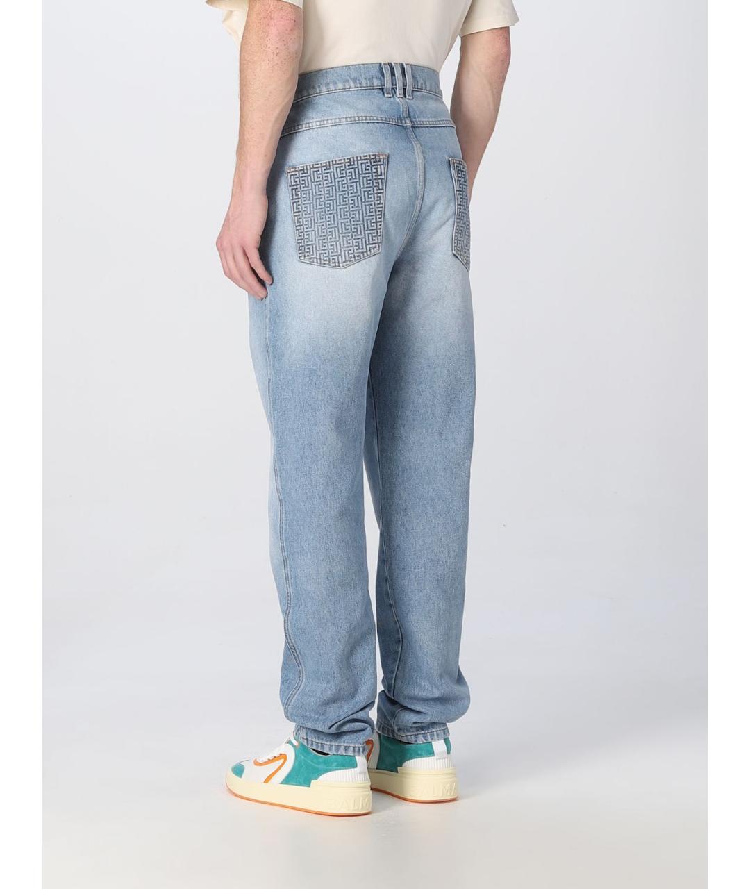 BALMAIN Голубые хлопковые прямые джинсы, фото 3