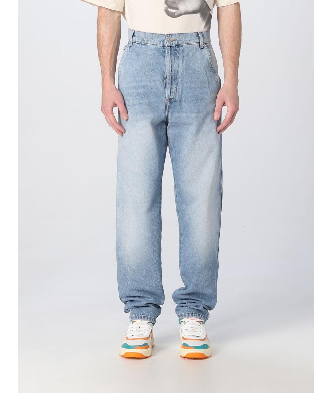BALMAIN Голубые хлопковые прямые джинсы, фото 2