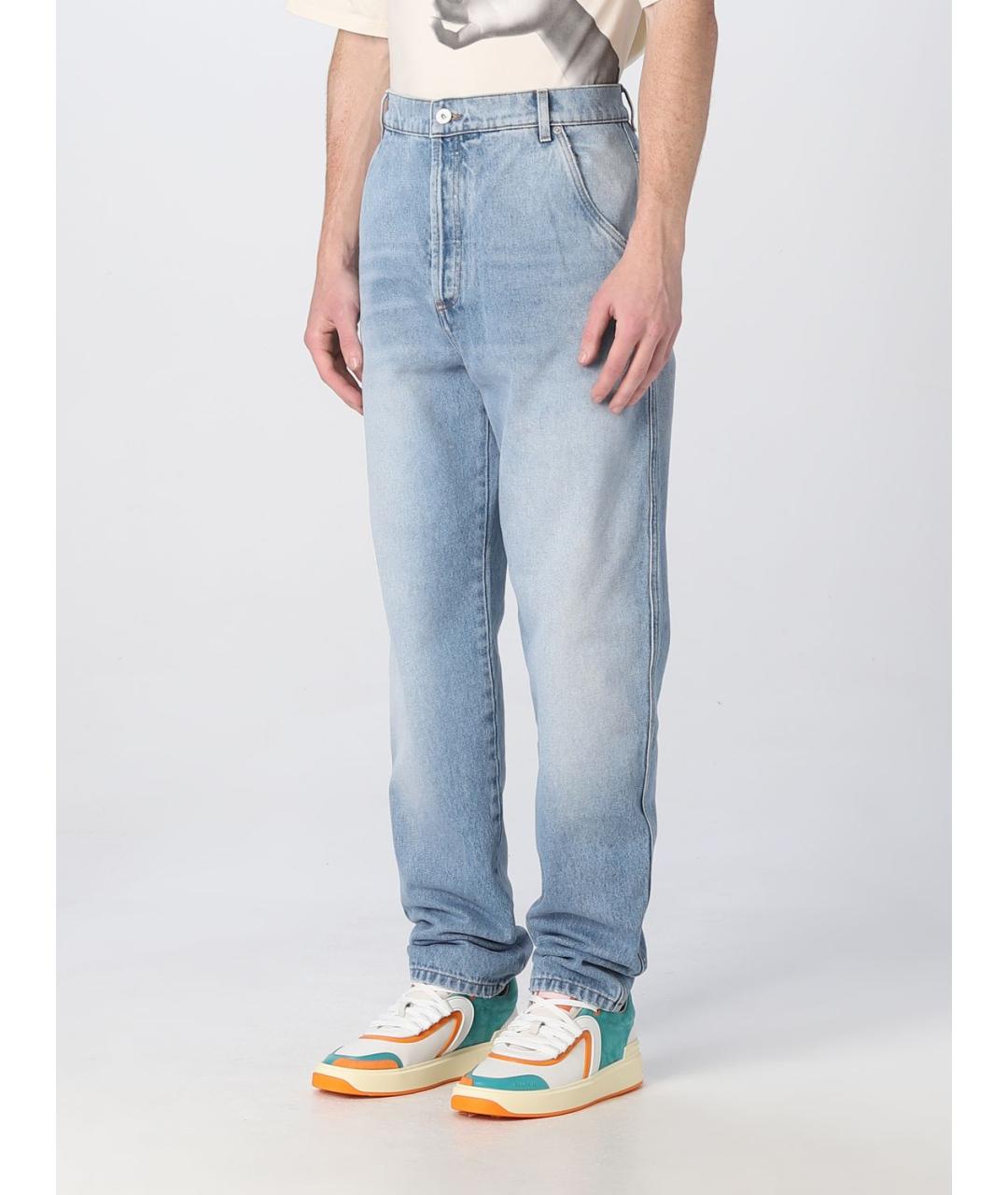 BALMAIN Голубые хлопковые прямые джинсы, фото 4