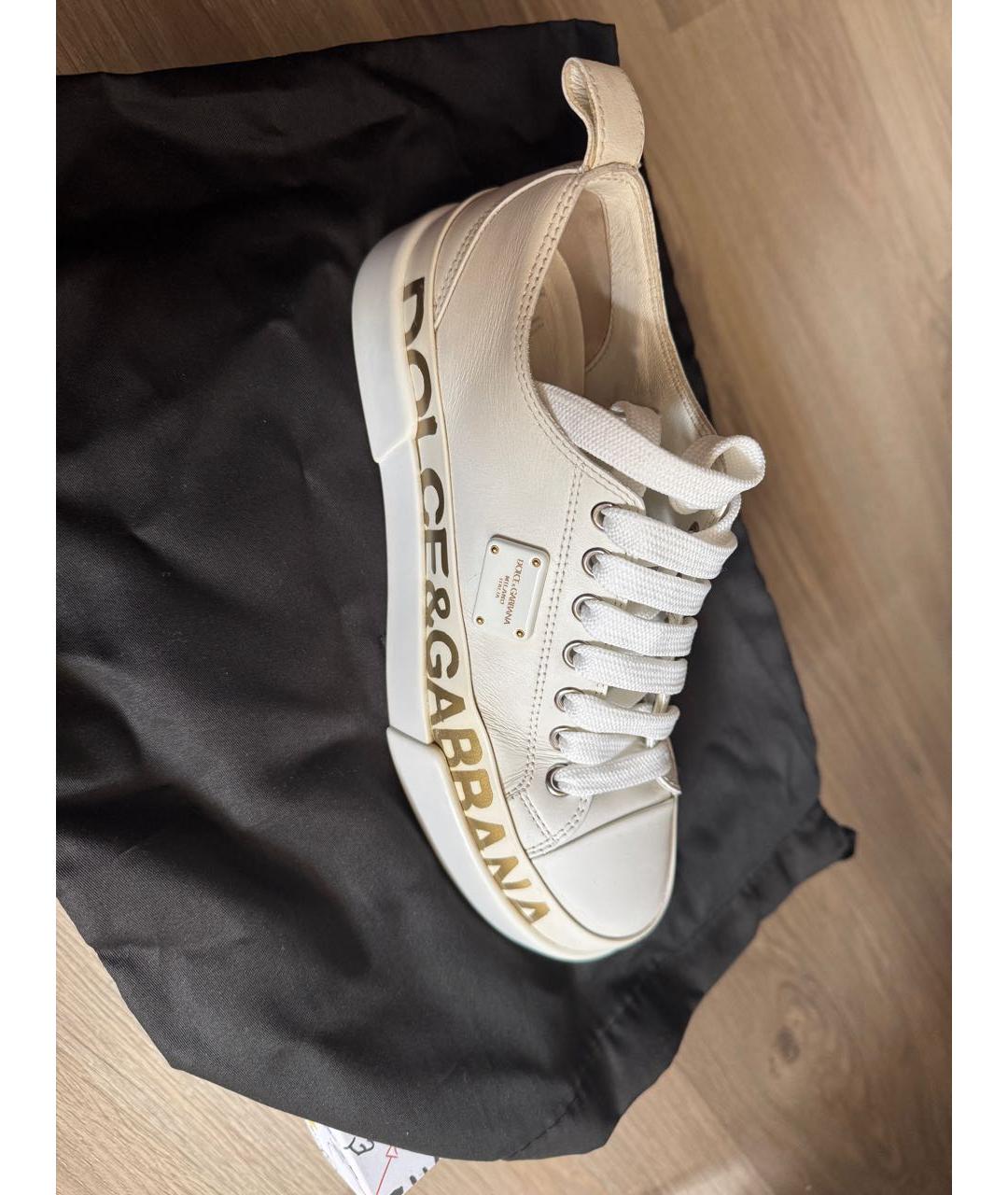 DOLCE&GABBANA Белые кожаные кеды, фото 5