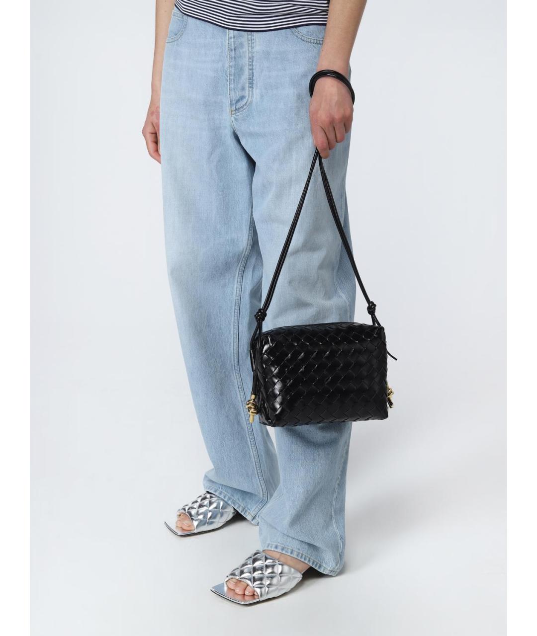 BOTTEGA VENETA Черная кожаная сумка через плечо, фото 2