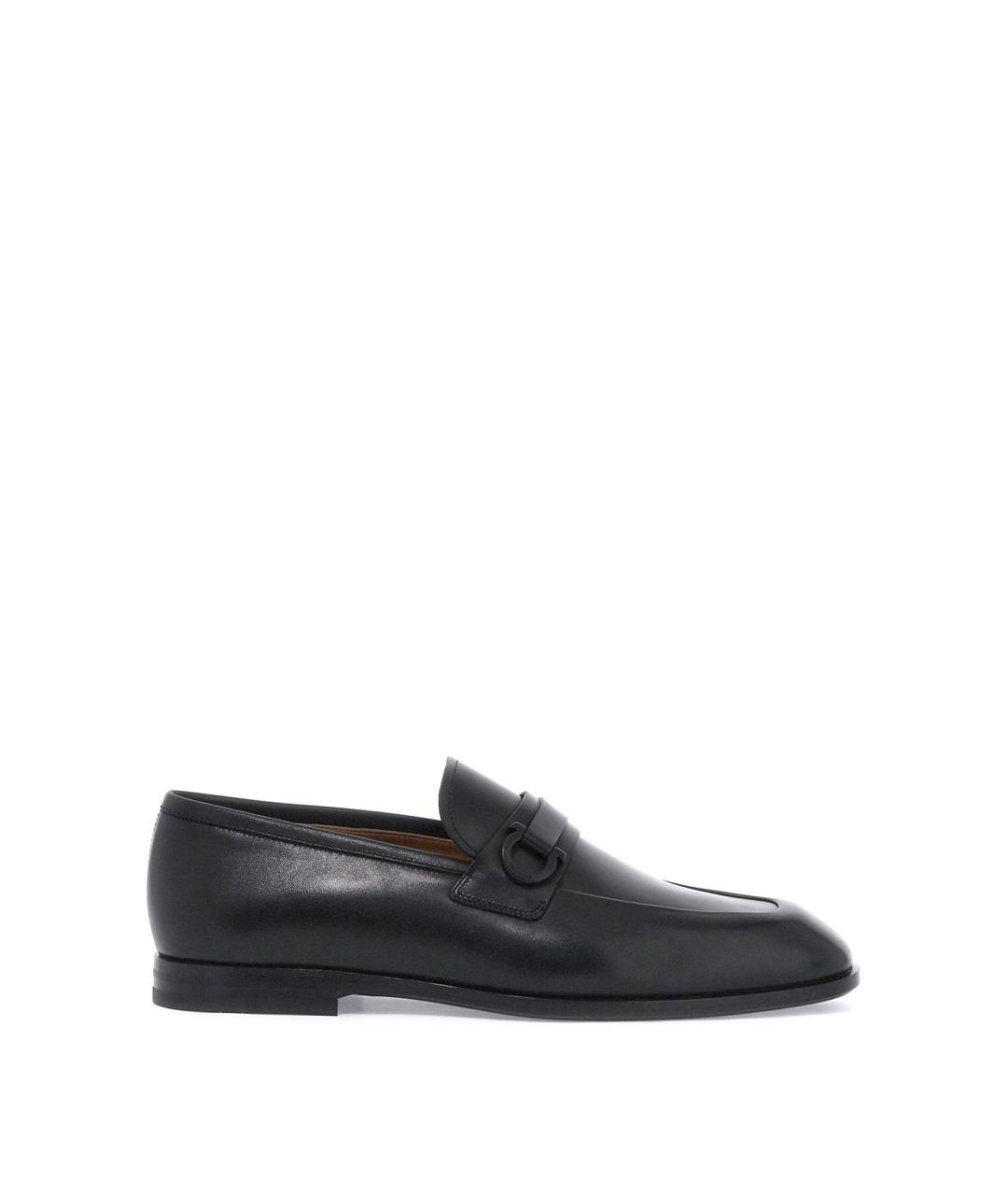 FERRAGAMO Черные кожаные лоферы, фото 1