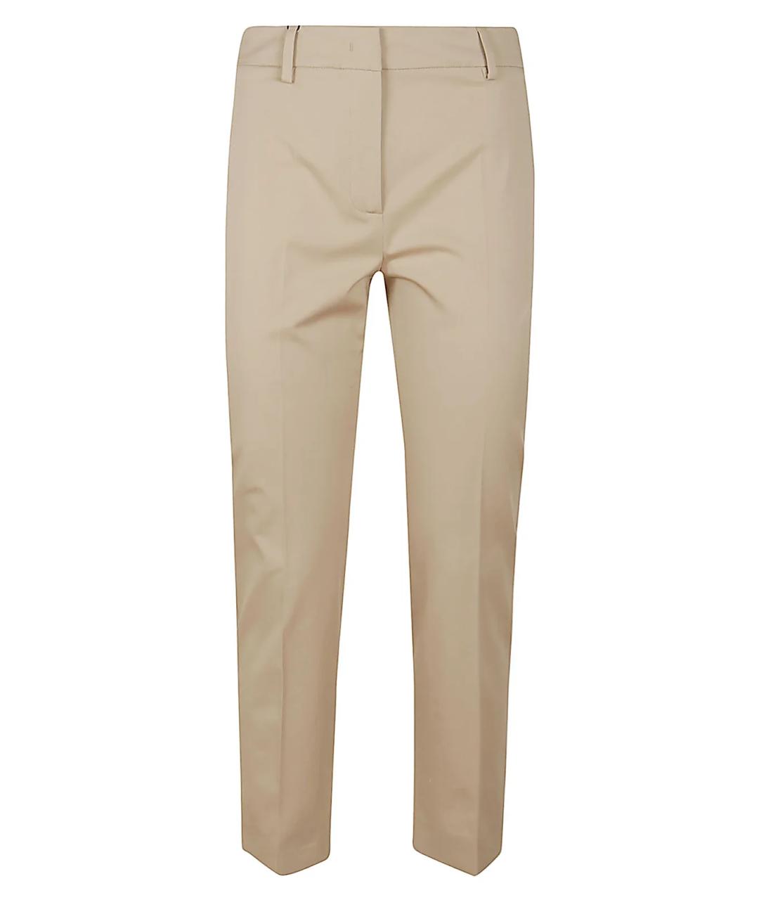 WEEKEND MAX MARA Бежевые хлопко-эластановые прямые брюки, фото 1
