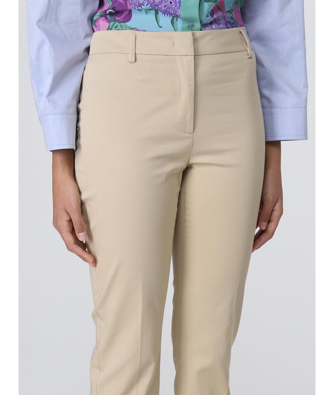 WEEKEND MAX MARA Бежевые хлопко-эластановые прямые брюки, фото 6